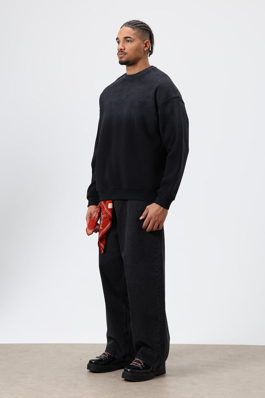 Oversized Sweatshirt with Stone-Washed Details