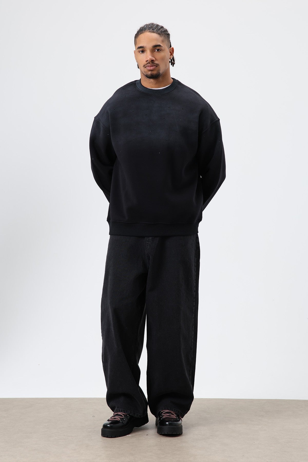 Oversized Sweatshirt with Stone-Washed Details