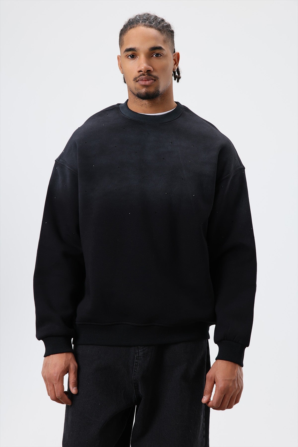 Oversized Sweatshirt with Stone-Washed Details