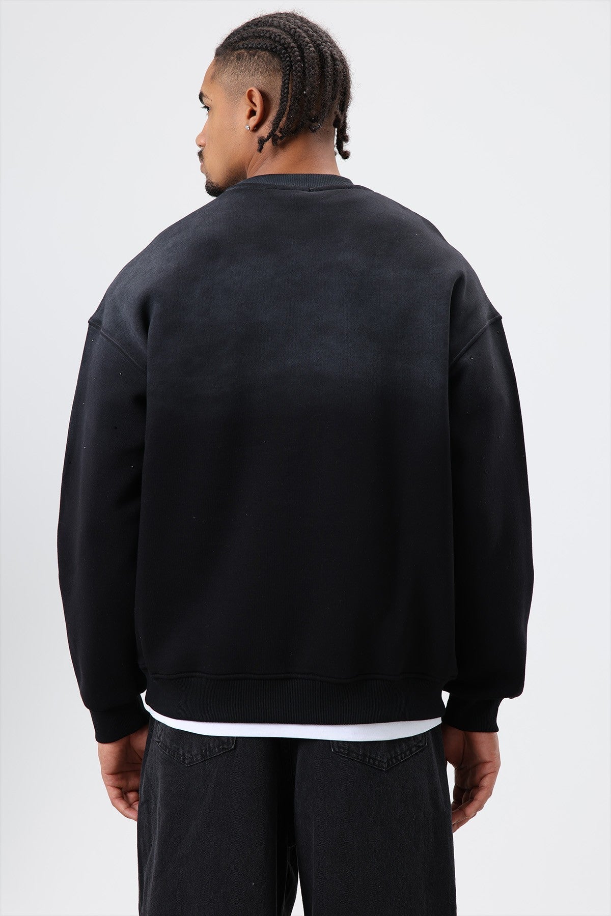 Oversized Sweatshirt with Stone-Washed Details