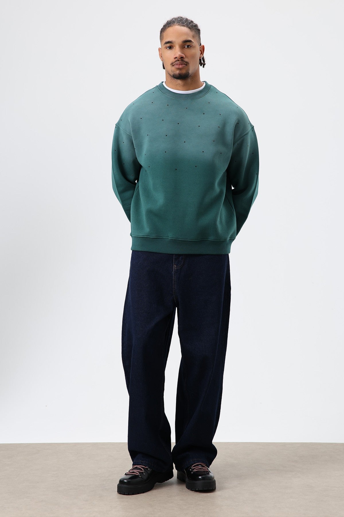 Oversized Sweatshirt with Stone-Washed Details