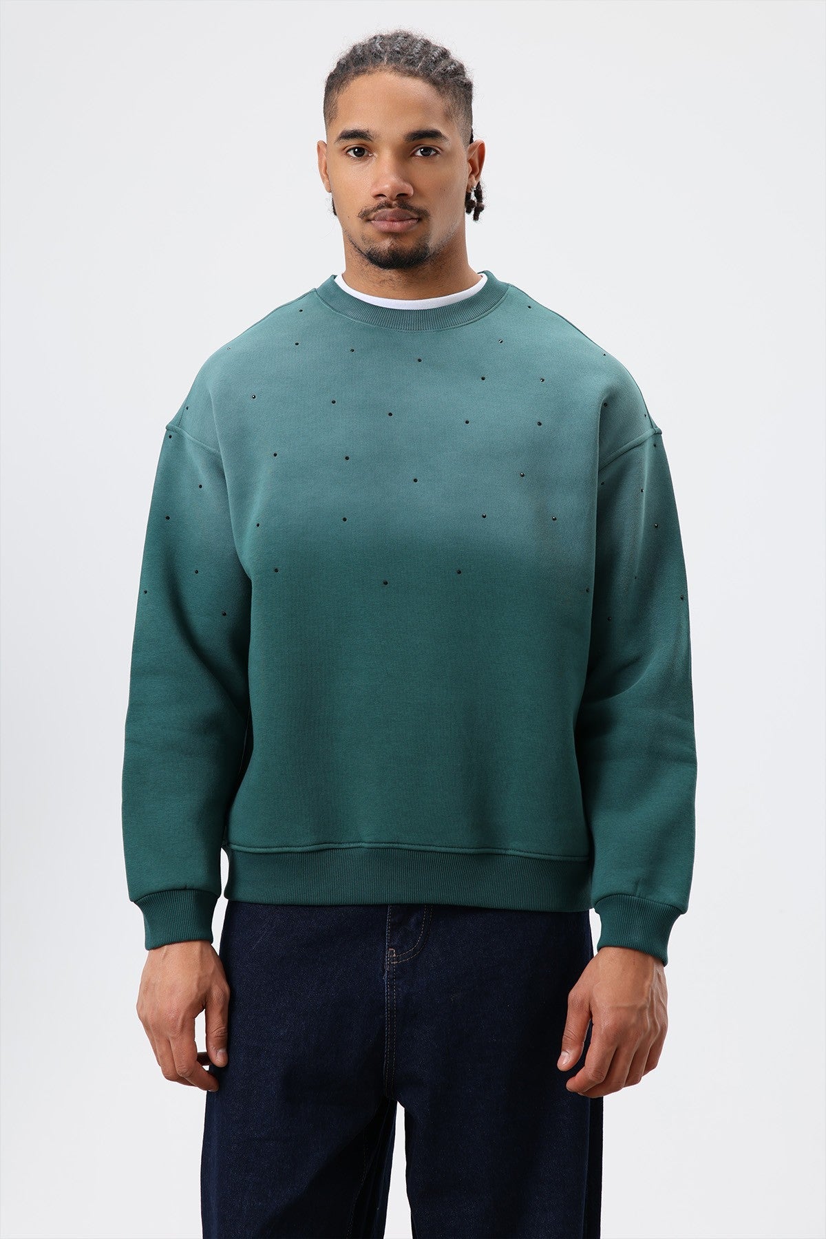 Oversized Sweatshirt with Stone-Washed Details