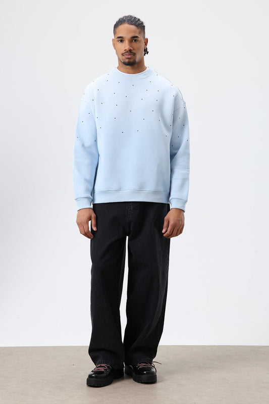 Oversized Sweatshirt with Stone-Washed Details