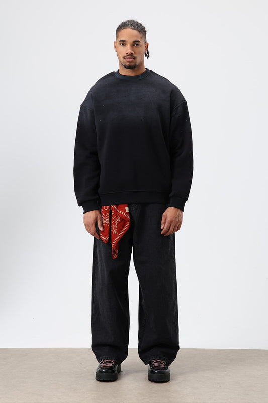 Oversized Sweatshirt with Stone-Washed Details
