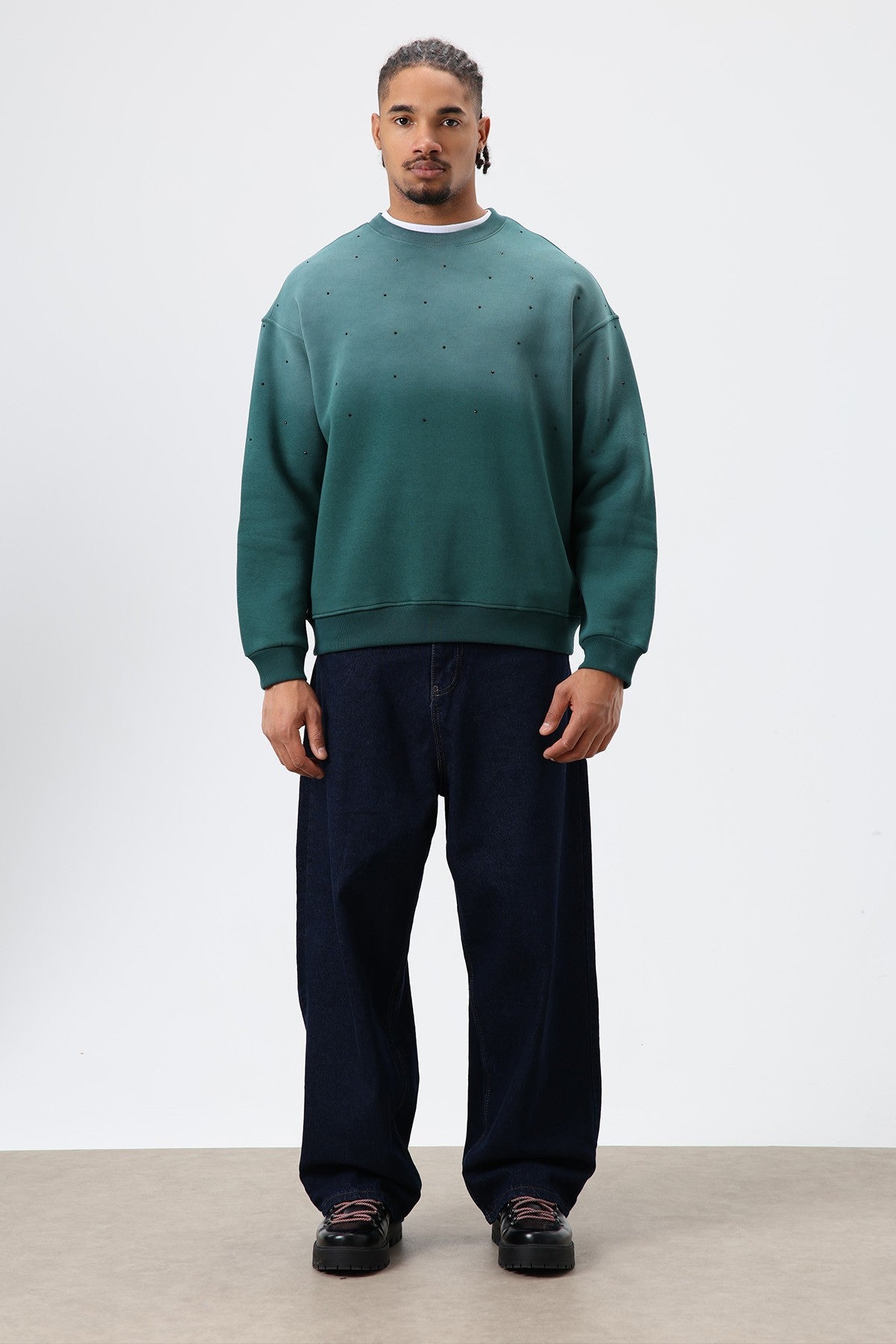 Oversized Sweatshirt with Stone-Washed Details