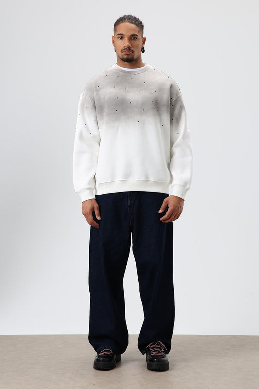 Oversized Sweatshirt with Stone-Washed Details
