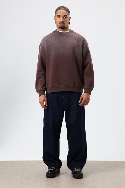 Oversized Sweatshirt with Stone-Washed Details