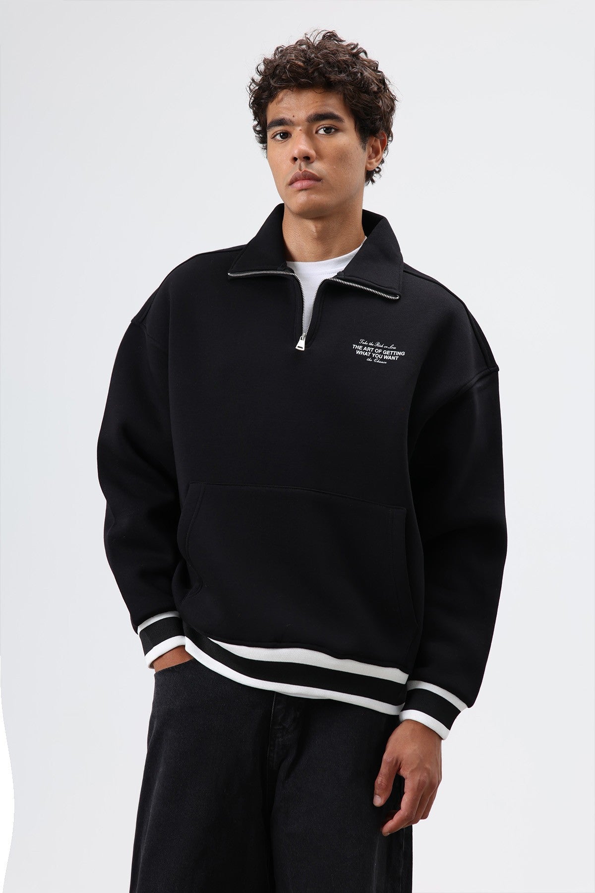 Oversized Polo-Neck Sweatshirt
