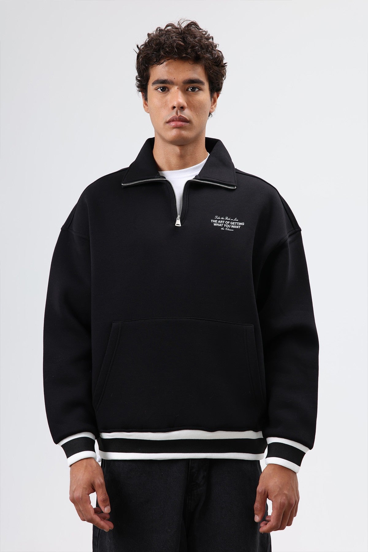 Oversized Polo-Neck Sweatshirt