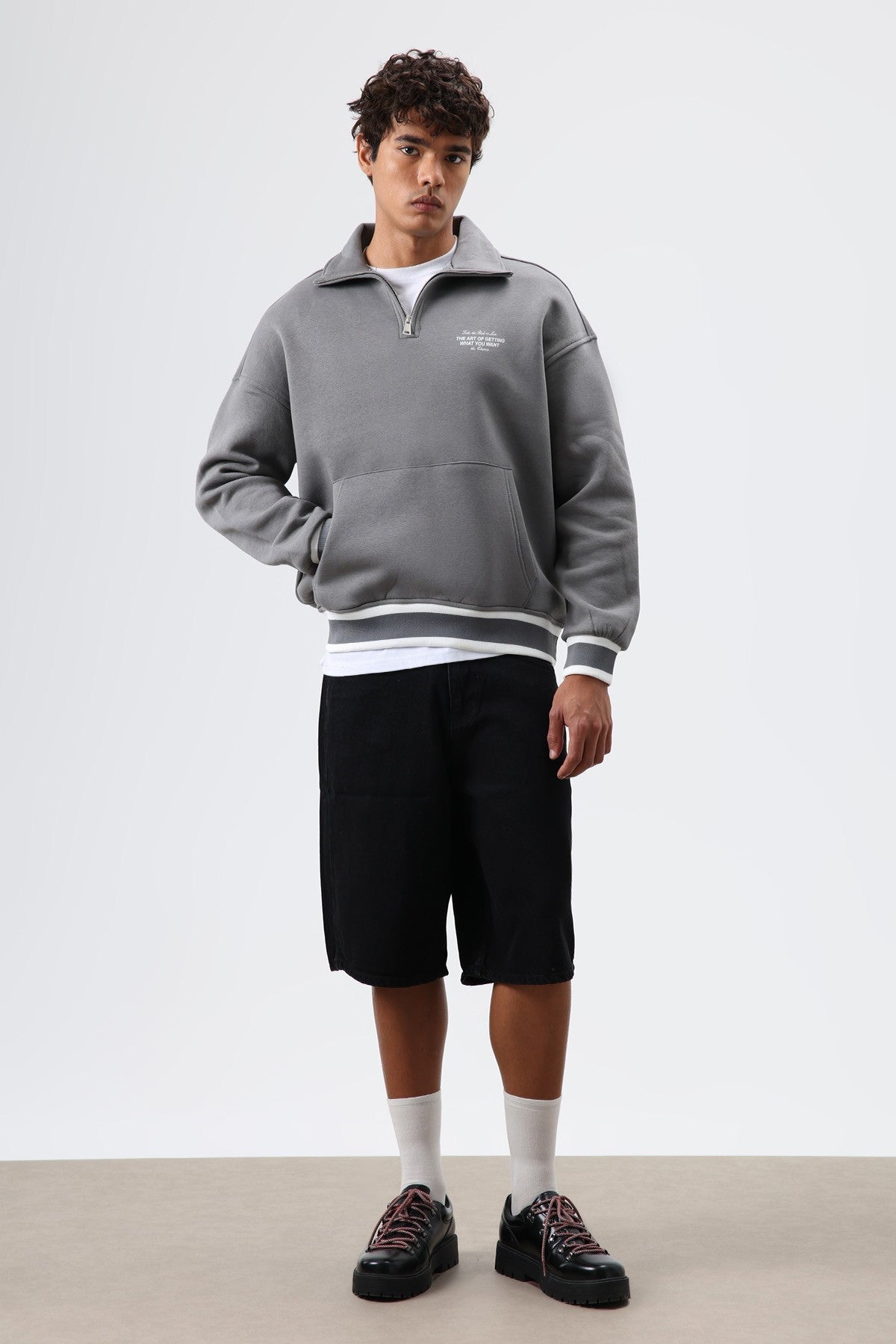 Oversized Polo-Neck Sweatshirt