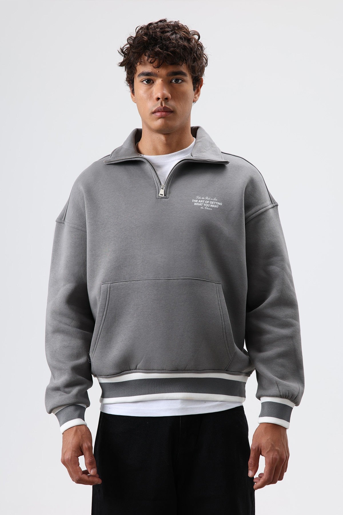 Oversized Polo-Neck Sweatshirt