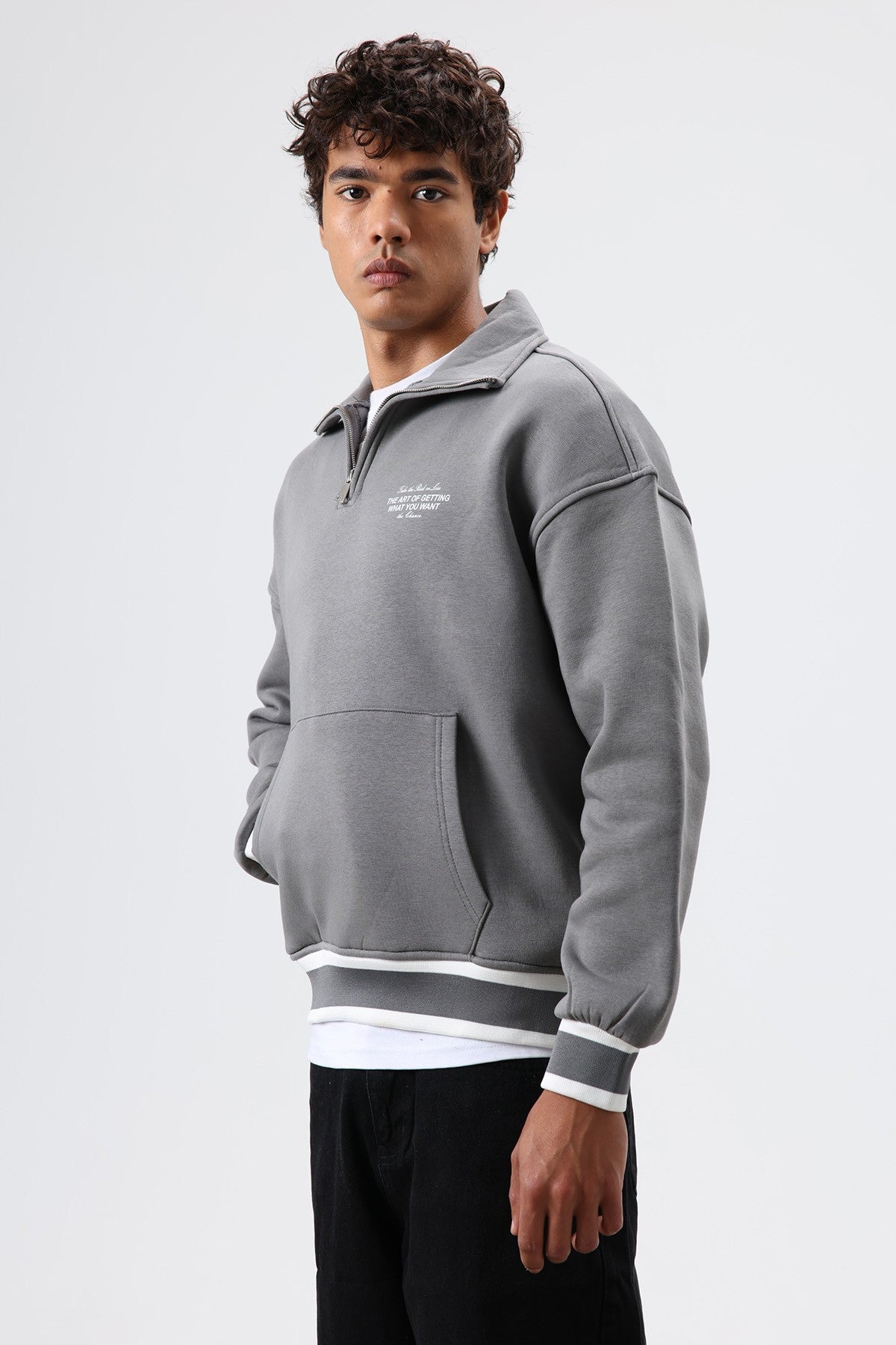 Oversized Polo-Neck Sweatshirt