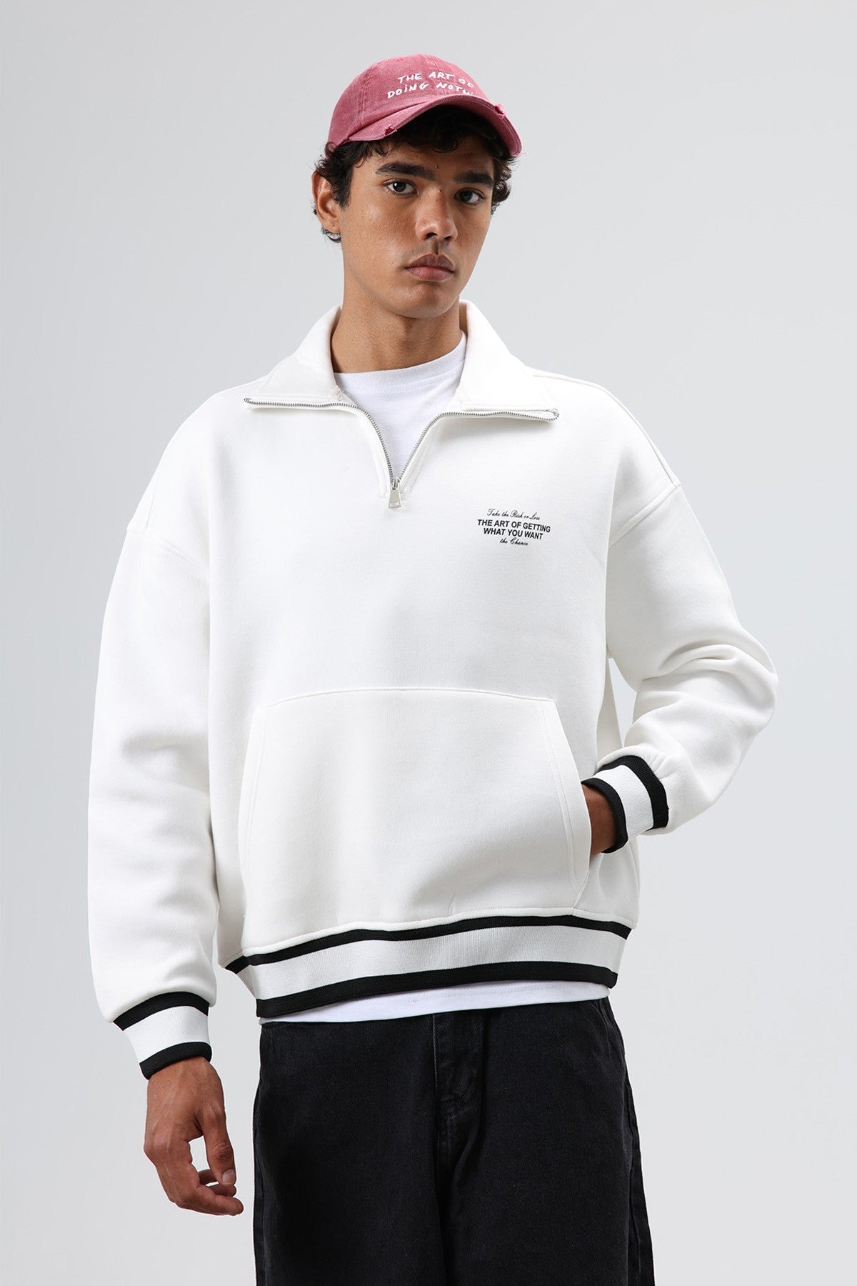 Oversized Polo-Neck Sweatshirt