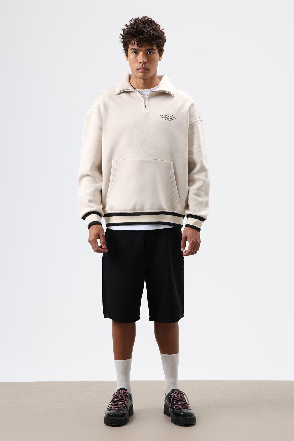 Oversized Polo-Neck Sweatshirt