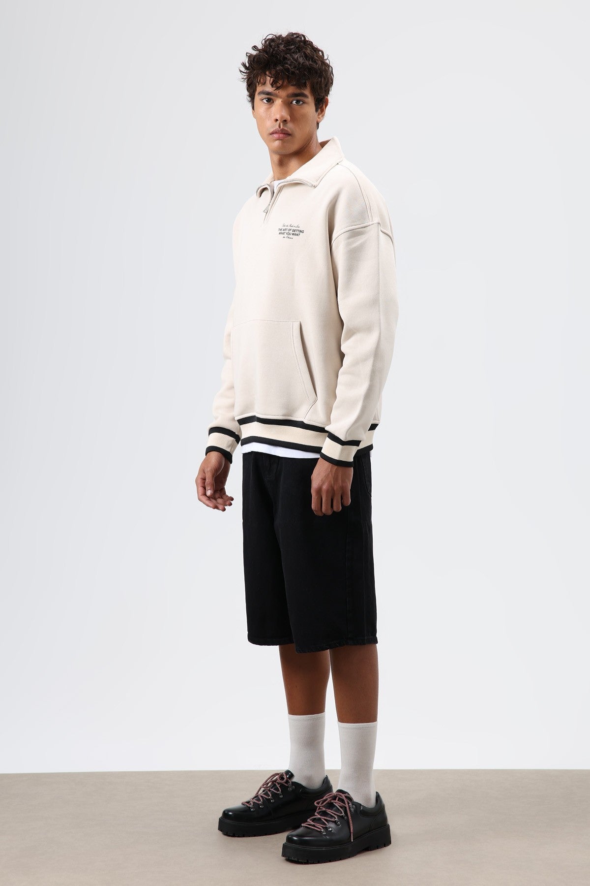 Oversized Polo-Neck Sweatshirt