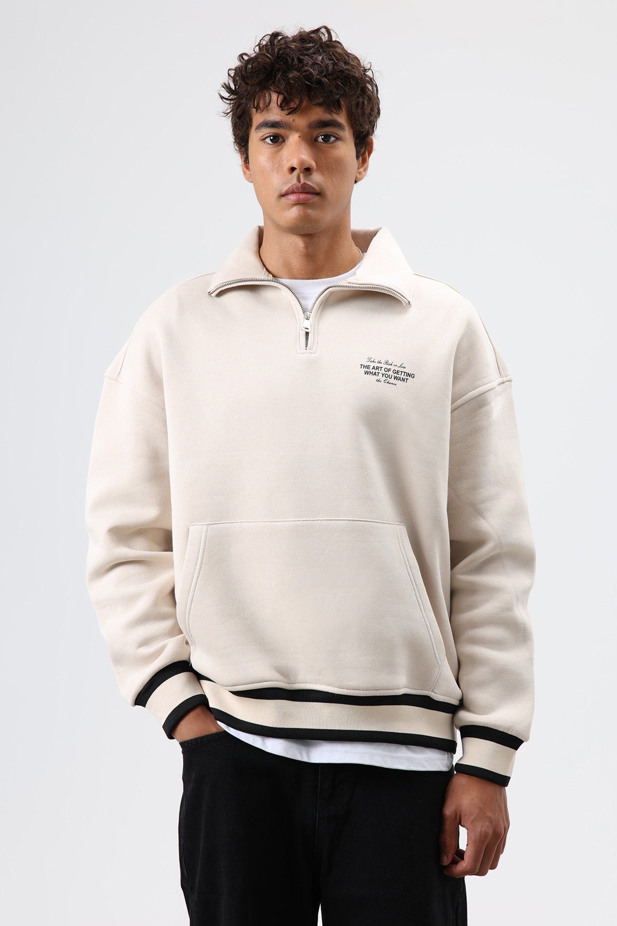 Oversized Polo-Neck Sweatshirt