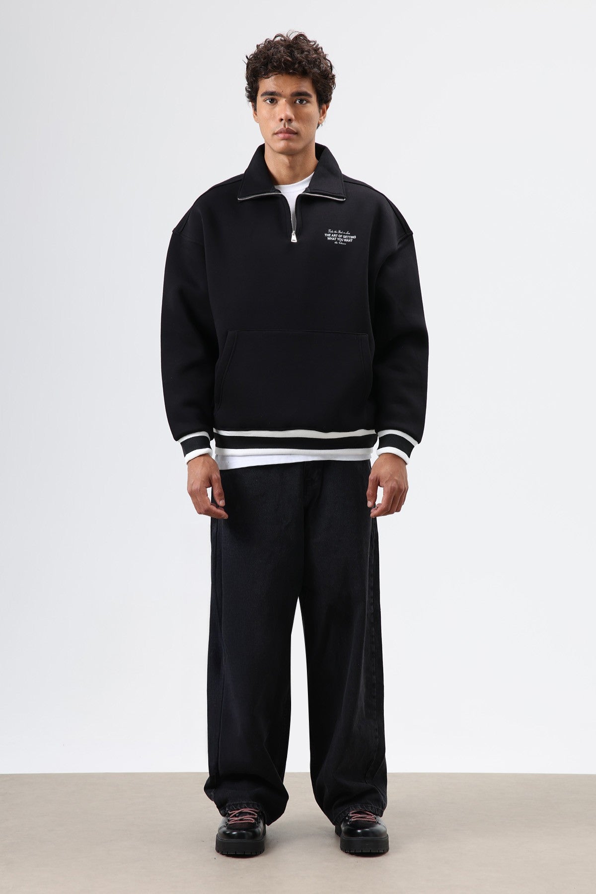 Oversized Polo-Neck Sweatshirt