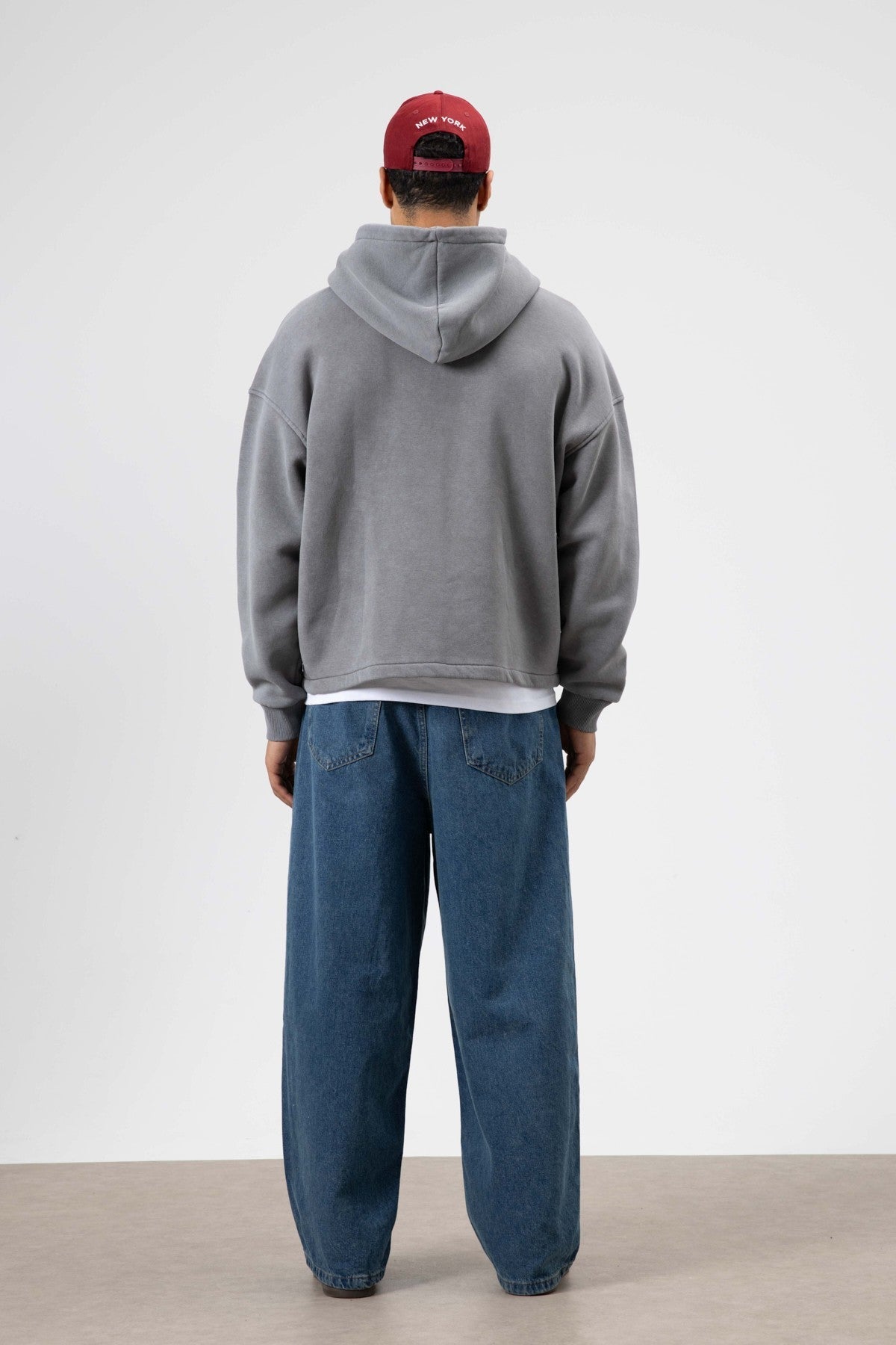 Oversized Zipper-Front Hooded Sweatshirt