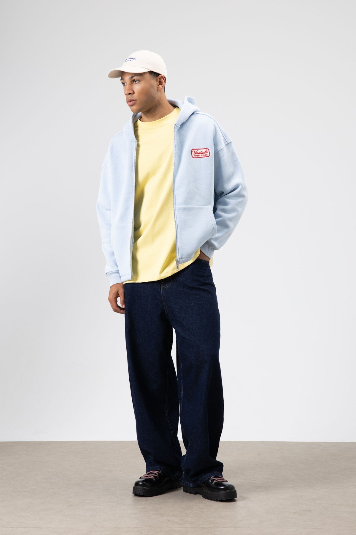 Oversized Zipper-Front Hooded Sweatshirt