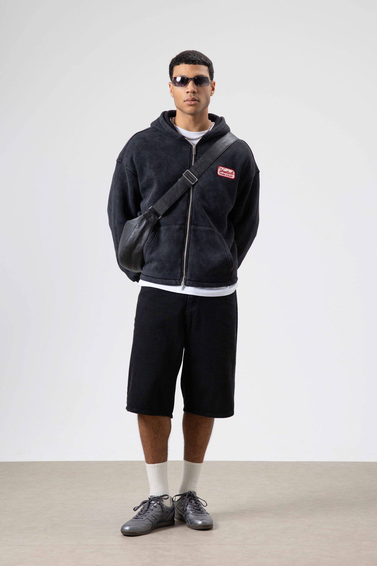 Oversized Zipper-Front Hooded Sweatshirt