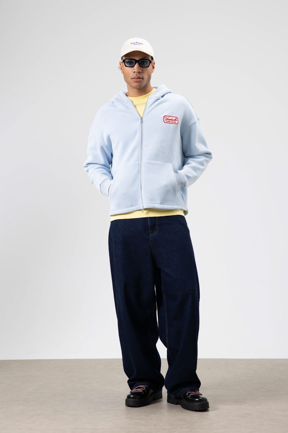 Oversized Zipper-Front Hooded Sweatshirt