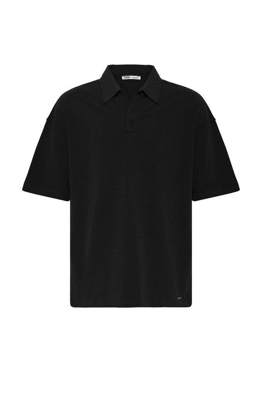 Basic Oversized Polo-Neck T-Shirt