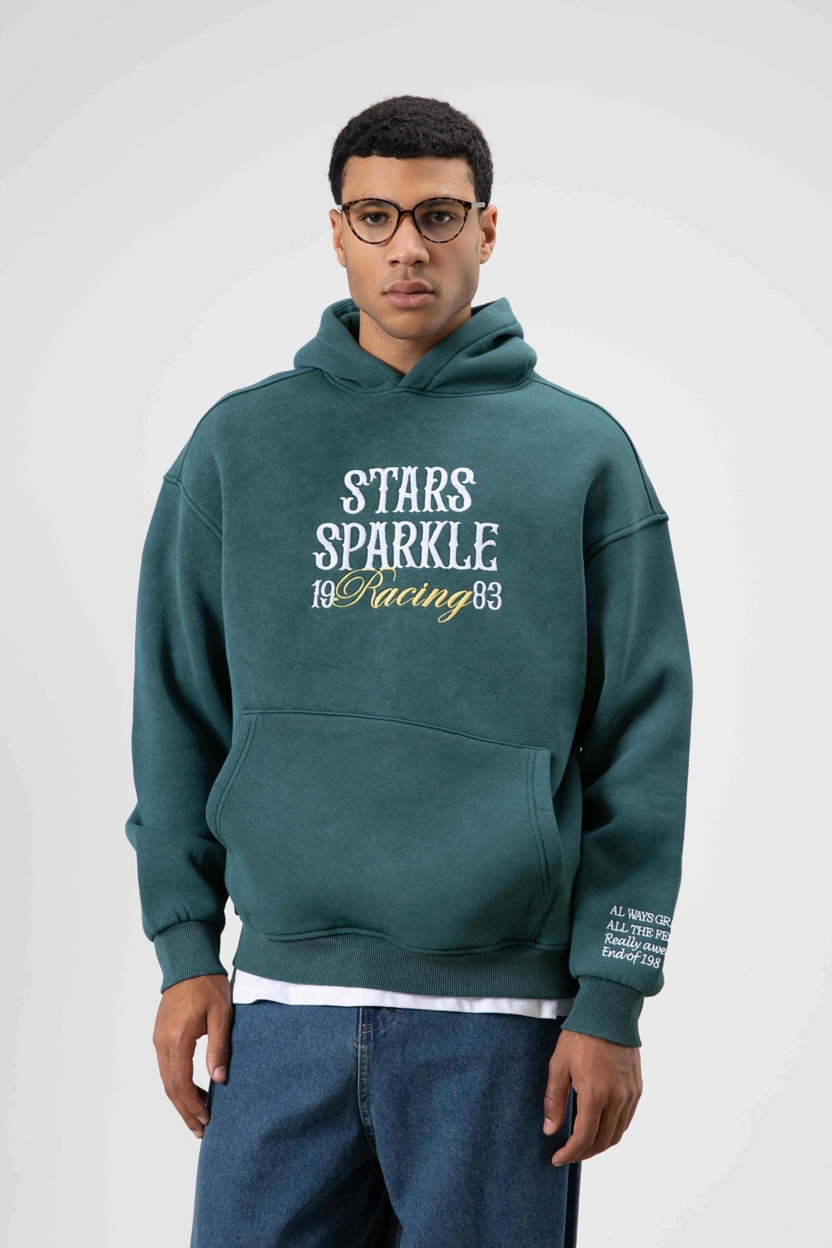 Oversized Embroidered Hooded Sweatshirt