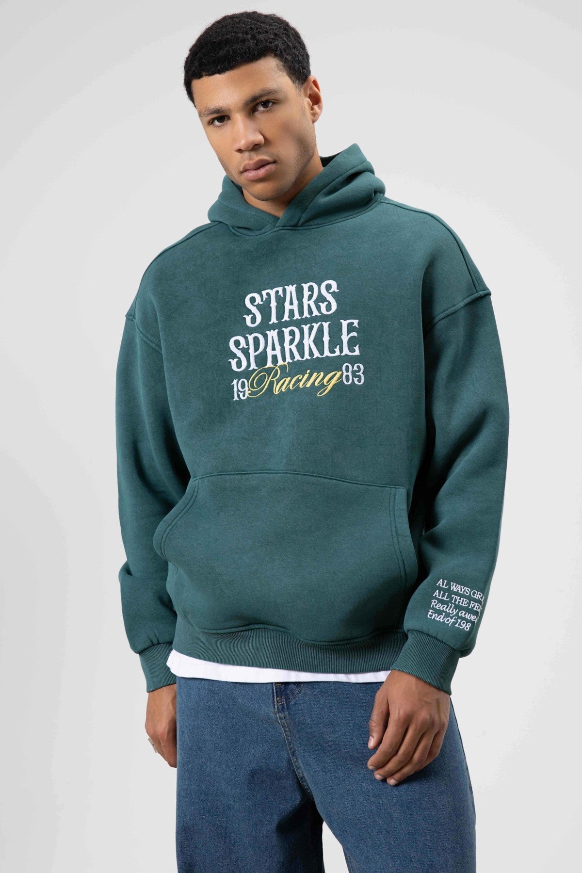Oversized Embroidered Hooded Sweatshirt
