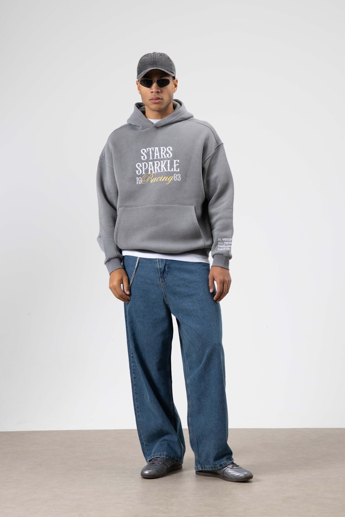 Oversized Embroidered Hooded Sweatshirt