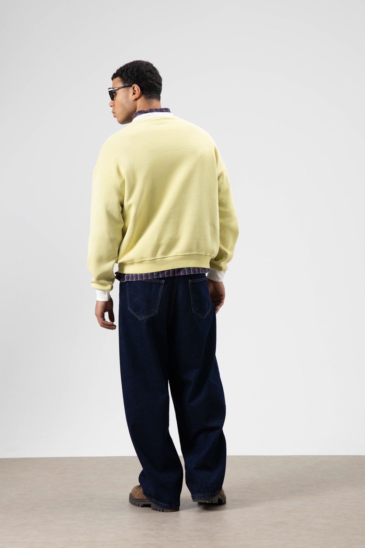 Oversized Bike Neck Print Sweatshirt, Yellow
