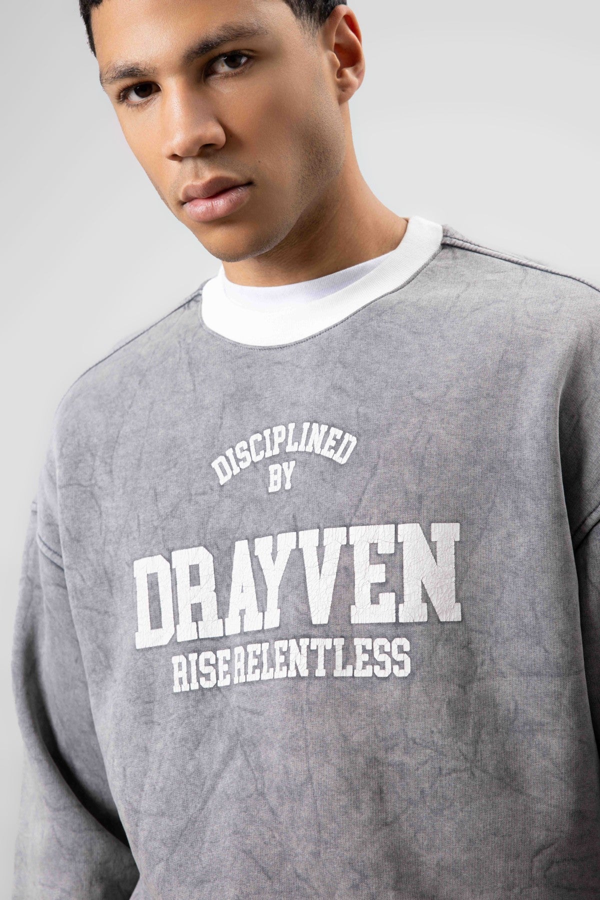Oversized Bike Neck Print Sweatshirt