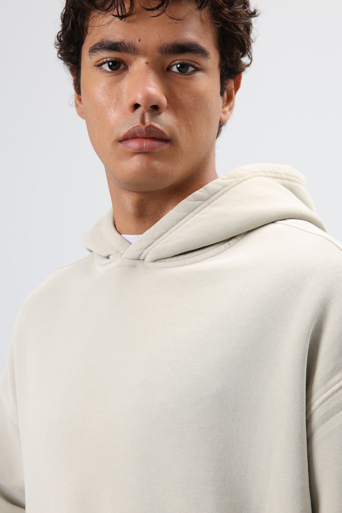 Oversized Printed Washed Sweatshirt with Polo Collar