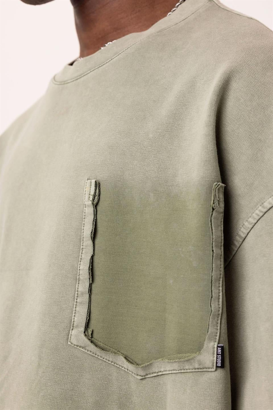 Oversized T-Shirt with Washed Pocket Detail