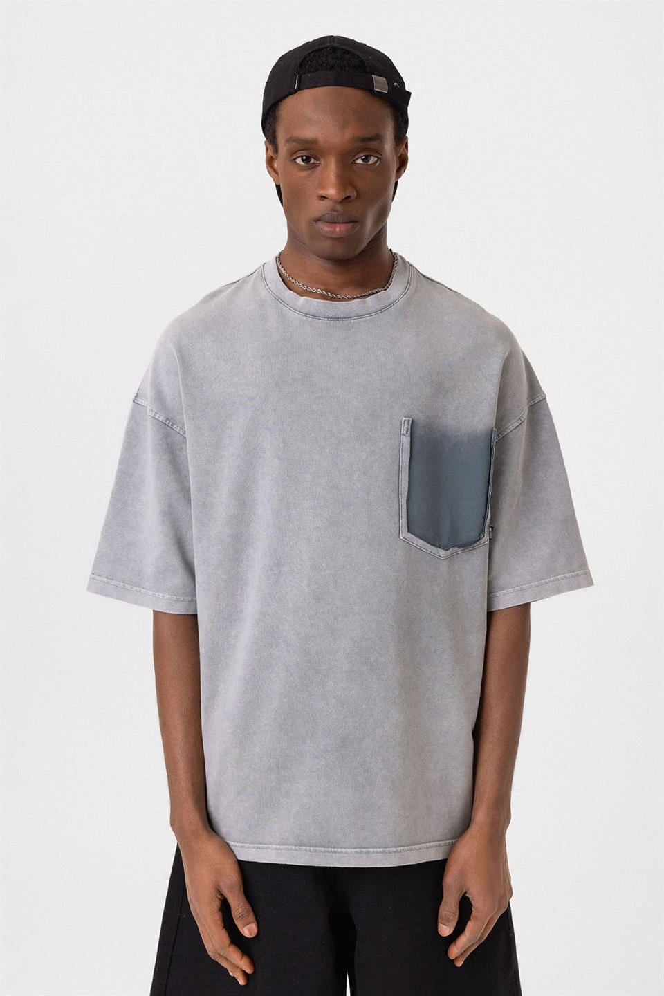 Oversized T-Shirt with Washed Pocket Detail