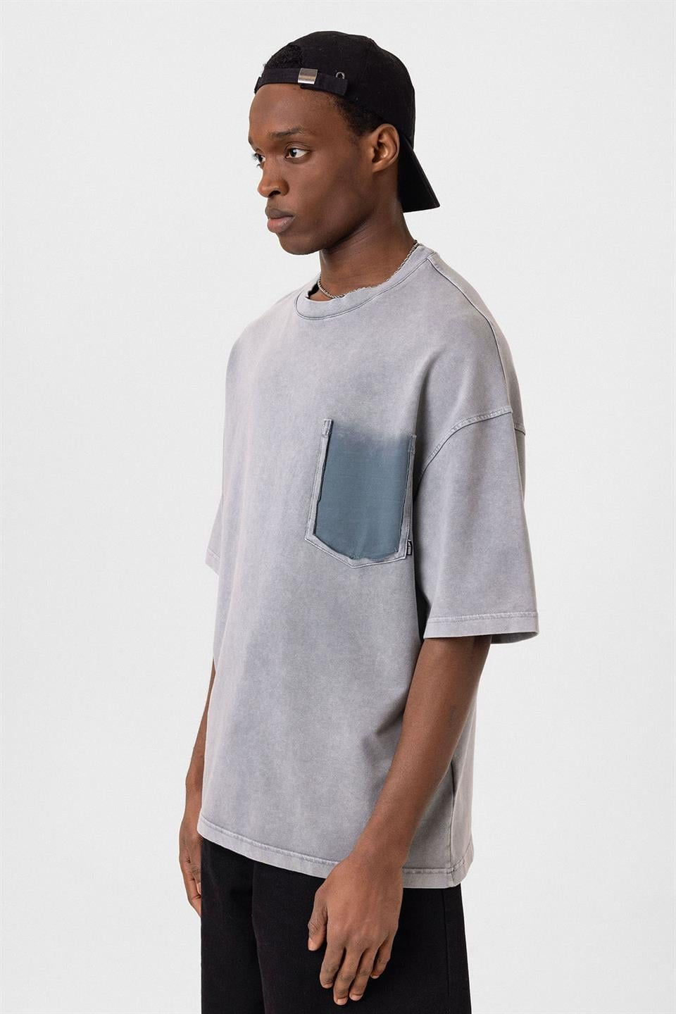 Oversized T-Shirt with Washed Pocket Detail