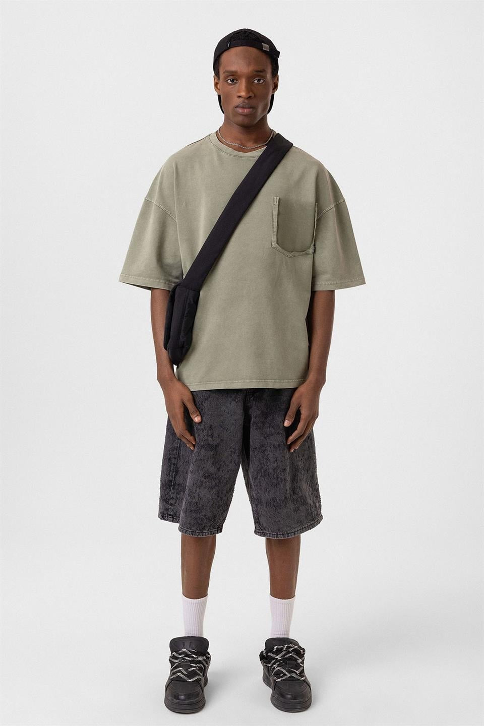 Oversized T-Shirt with Washed Pocket Detail