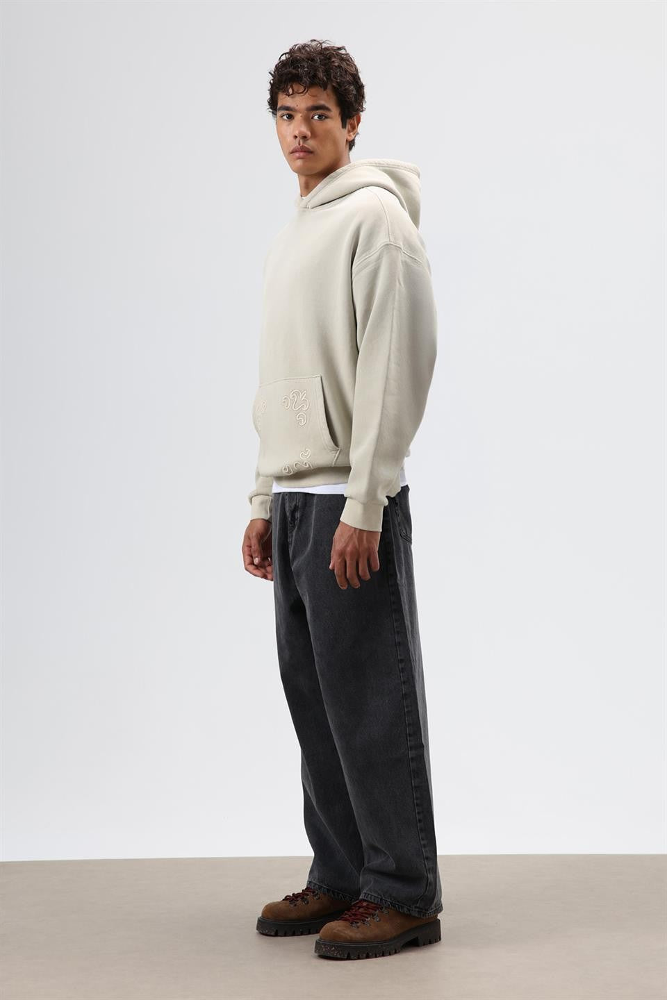 Oversized Hoodie with Embroidered Details