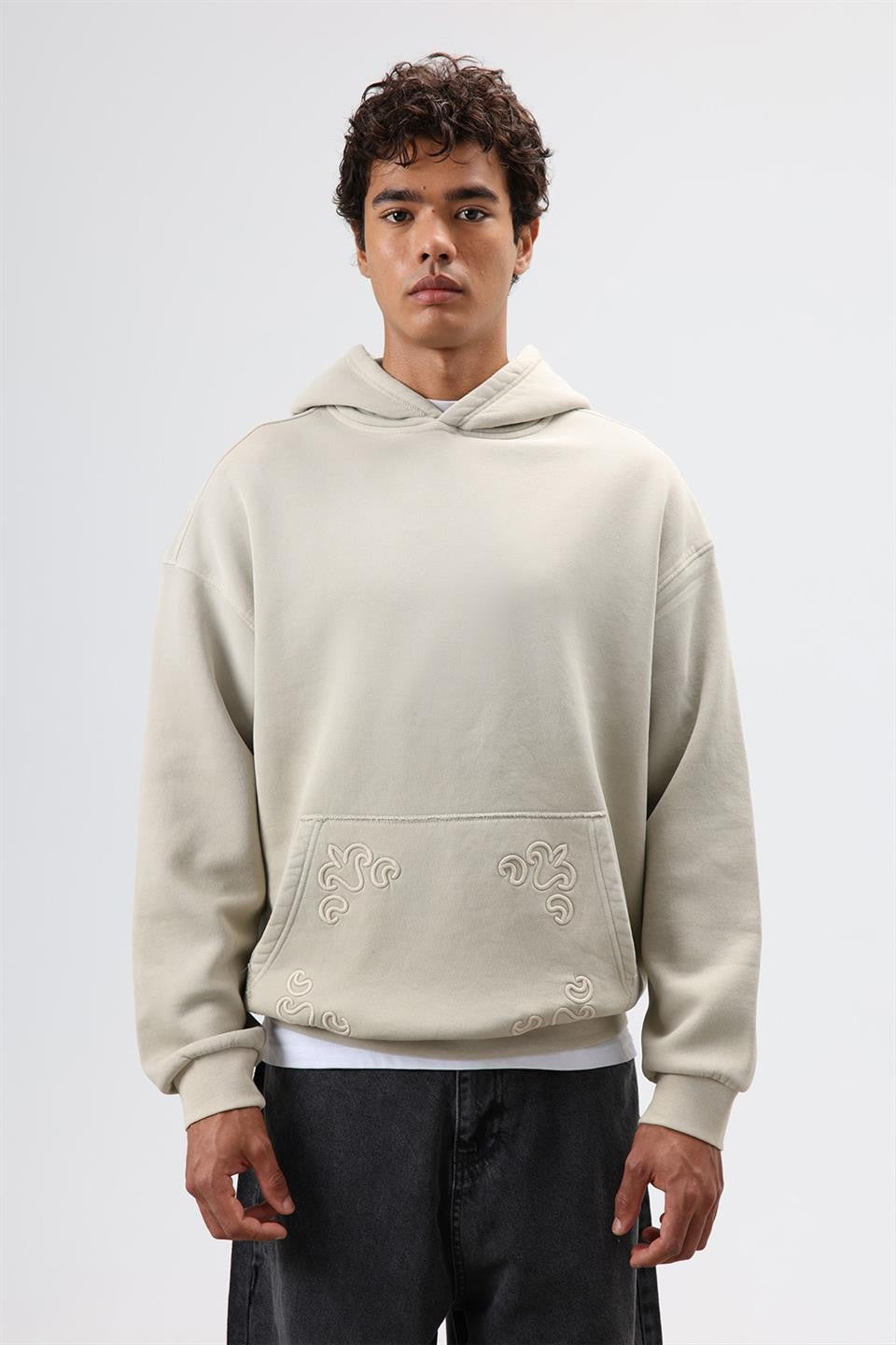 Oversized Hoodie with Embroidered Details