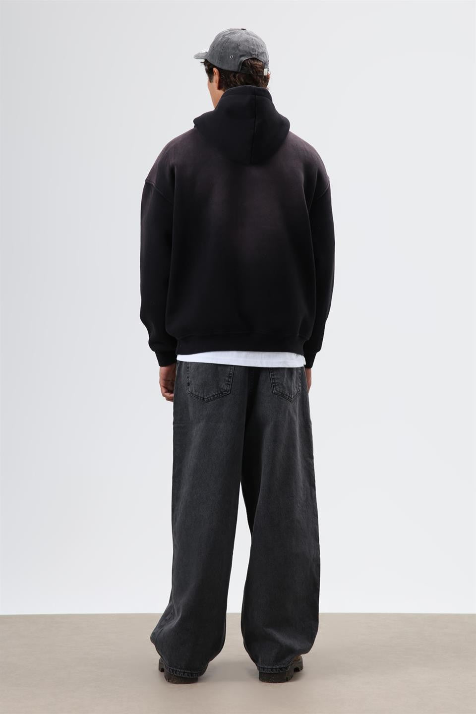Oversized Printed Washed Hoodie
