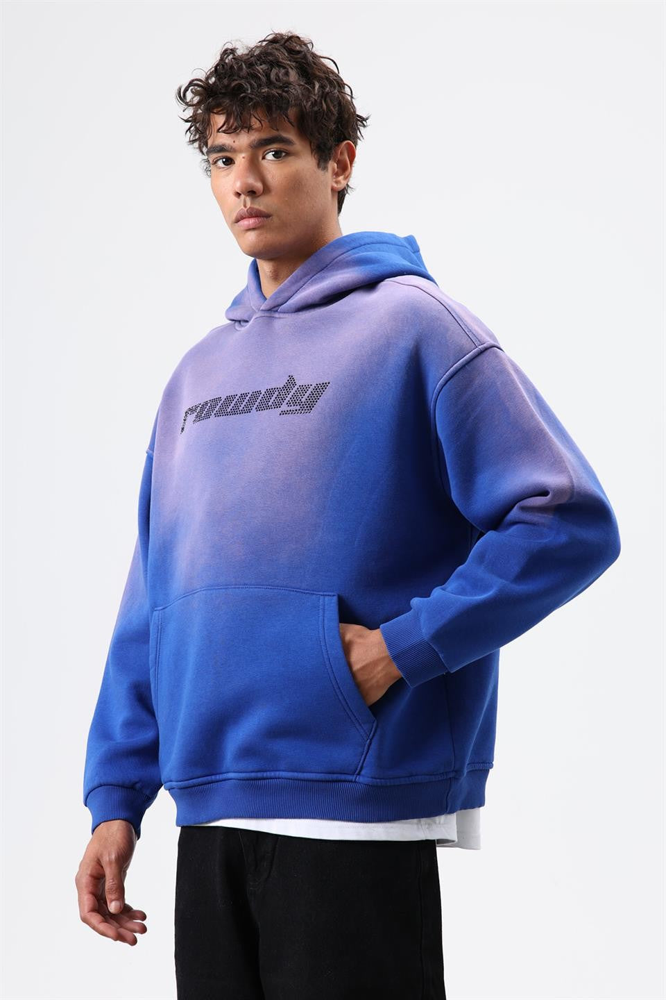 Oversized Printed Washed Hoodie
