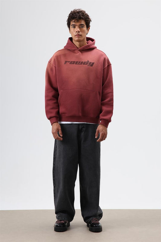 Oversized Printed Washed Hoodie