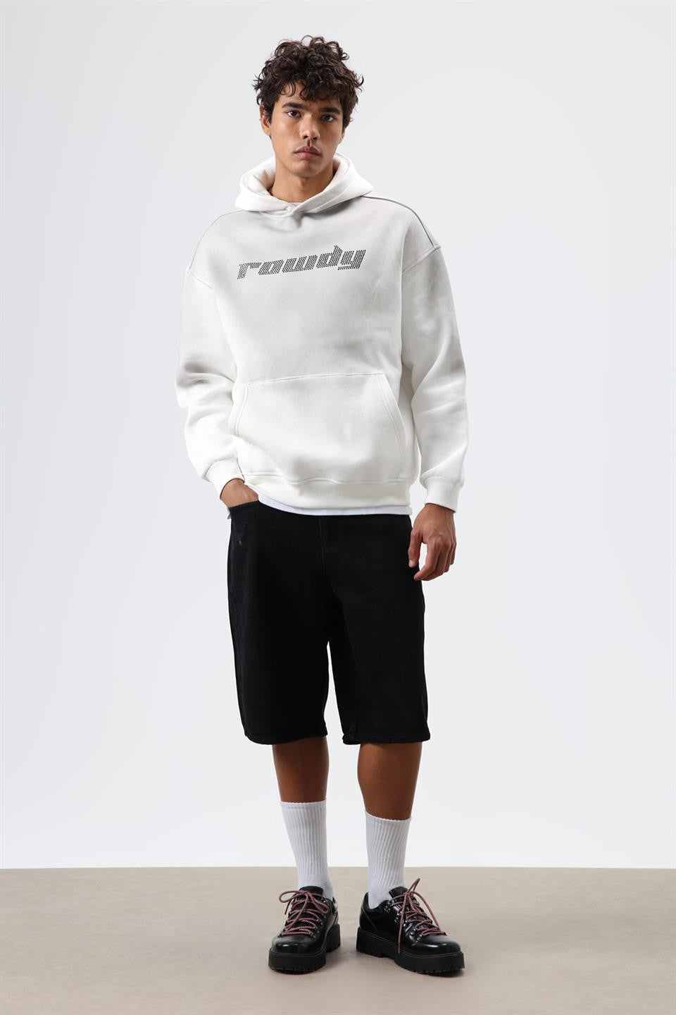 Oversized Printed Washed Hoodie