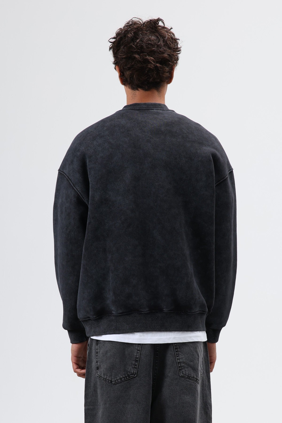 Oversized Henley-Neck Printed Sweatshirt