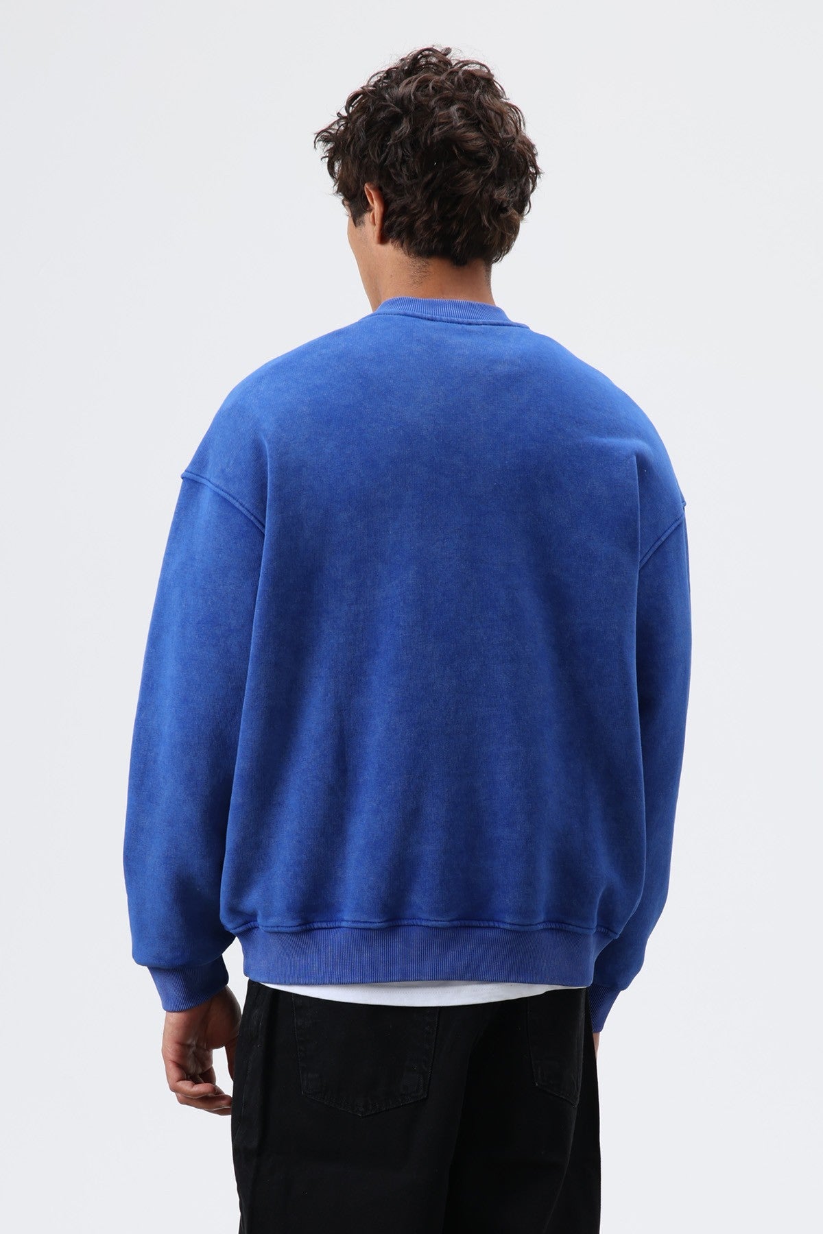 Oversized Henley-Neck Printed Sweatshirt