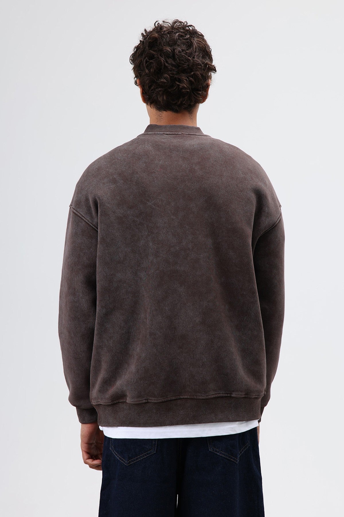 Oversized Henley-Neck Printed Sweatshirt