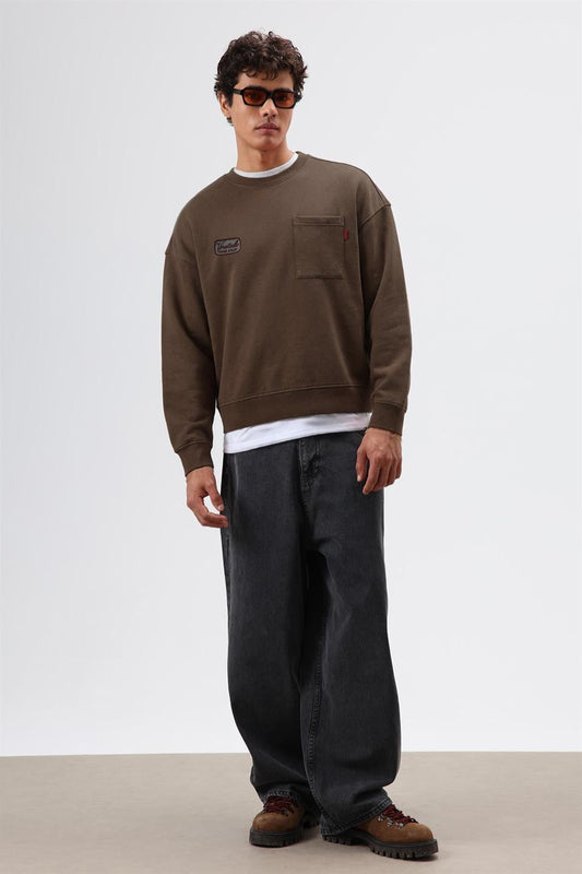 Oversized Bike Neck Sweatshirt with Pockets