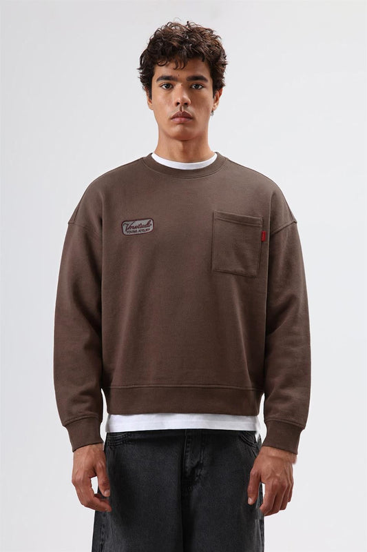 Oversized Bike Neck Sweatshirt with Pockets