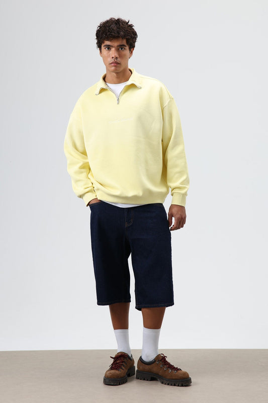 Oversized Sweatshirt with a Collar and Zipper