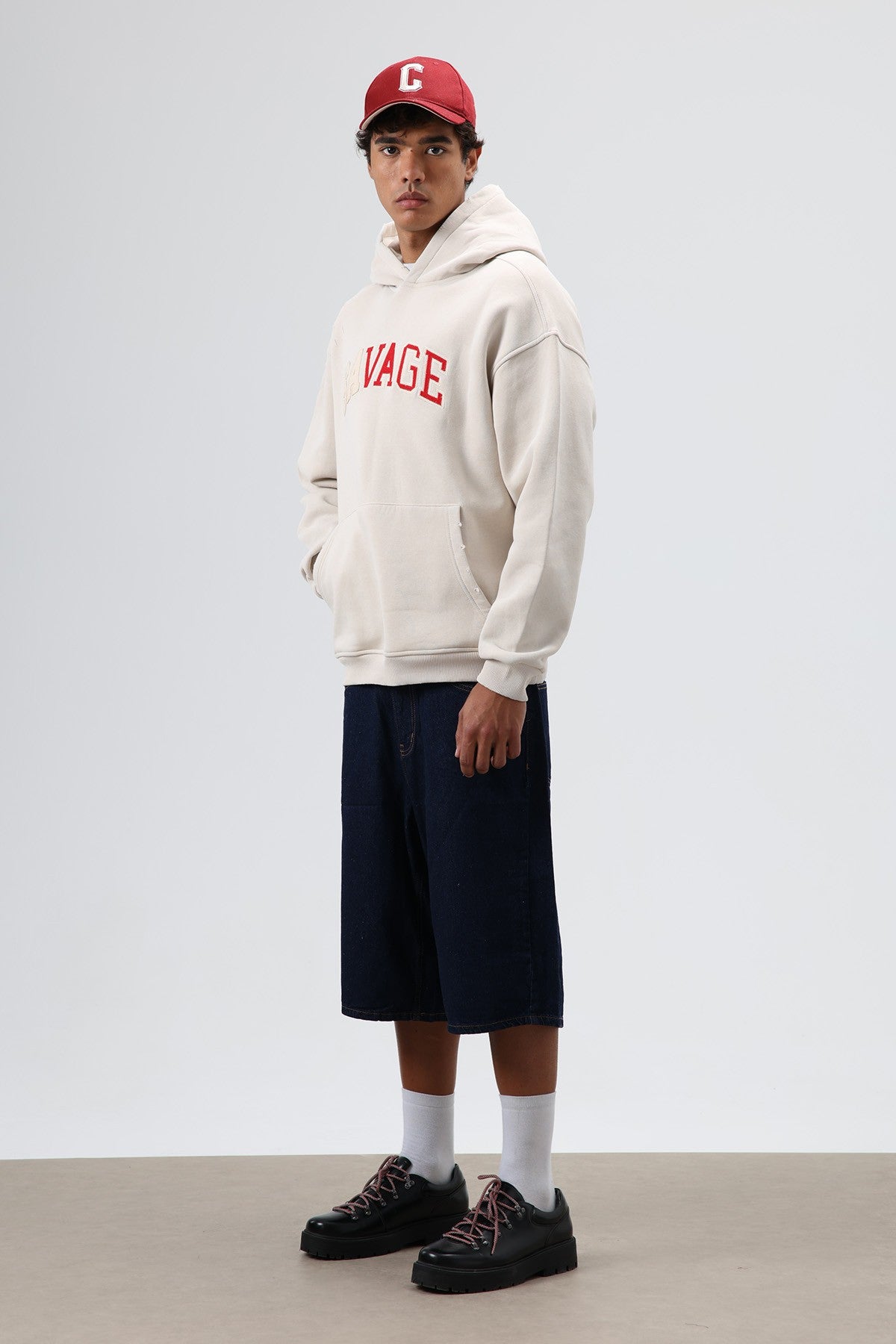 Oversized Printed Hooded Sweatshirt V70-127