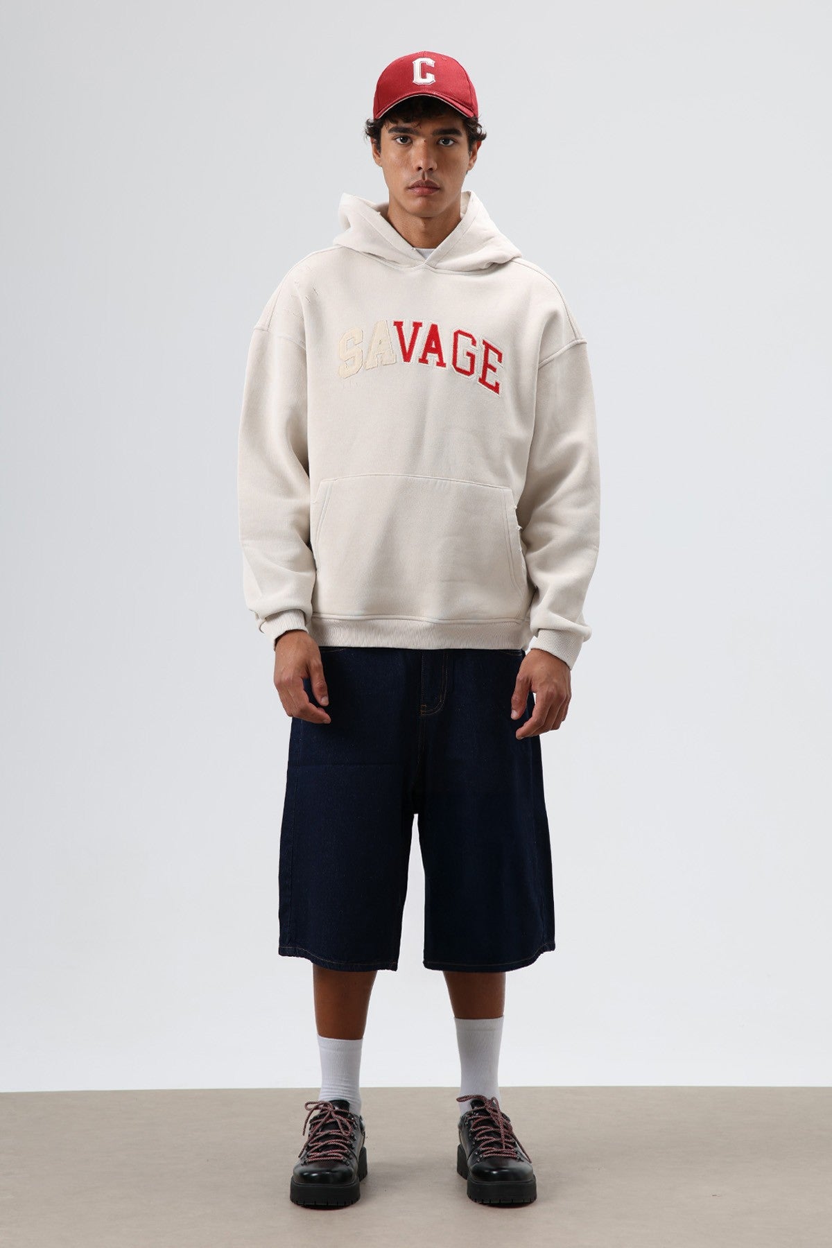 Oversized Printed Hooded Sweatshirt V70-127